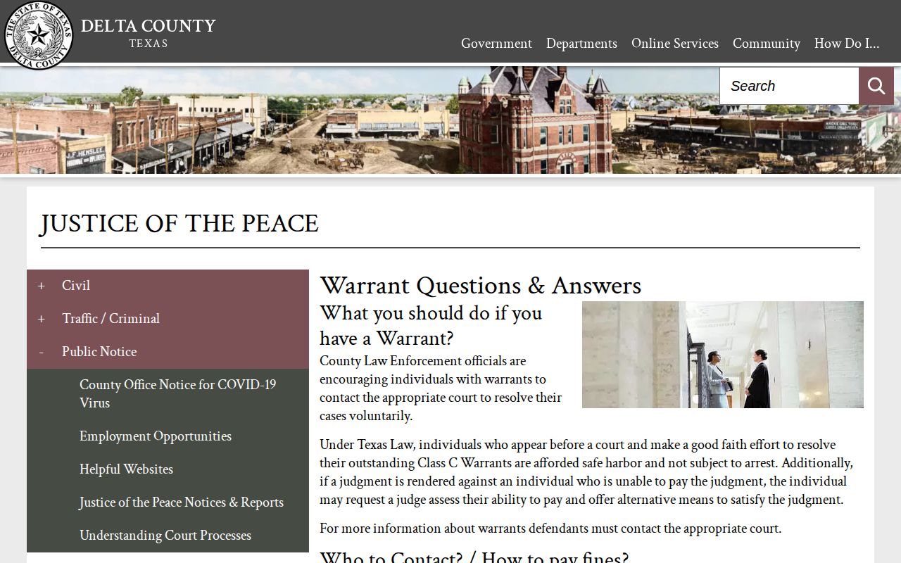 Delta County warrant record guidance from the Justice of the Peace
